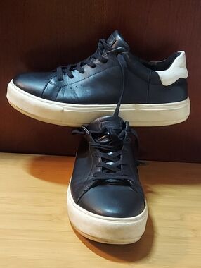 KURT GEIGER LONDON "LANEY" MEN'S BLACK & WHITE LEATHER OXFORD SNEAKERS SIZE 43.5